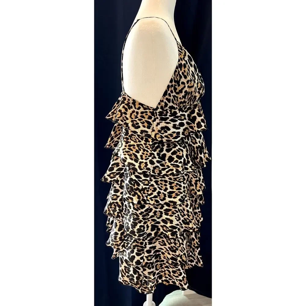 REVOLVE MAJORELLE Medium Leopard‎ Print Mini Dress Tiered Animal Party Night